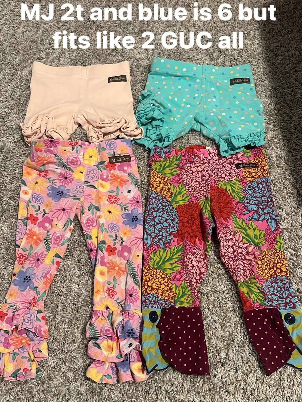 Matilda Jane Girls' Mixed Color Ruffle Bottoms - Set of 4